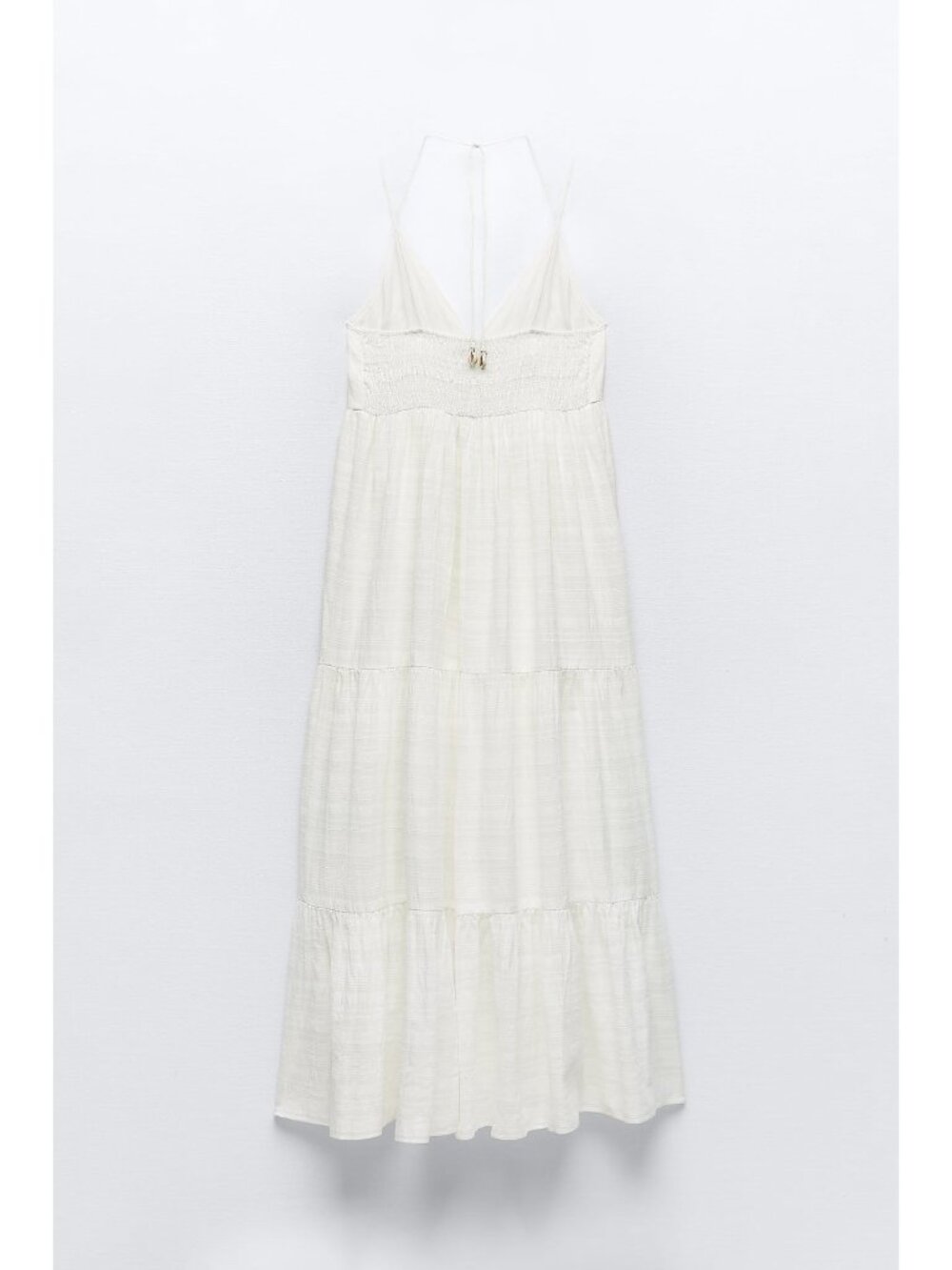 Zara White V-Neck Maxi Dress With Shell Strap Details - Picture 3 of 9
